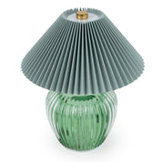 Ridged Glass LED Table Lamp with Pleated Shade