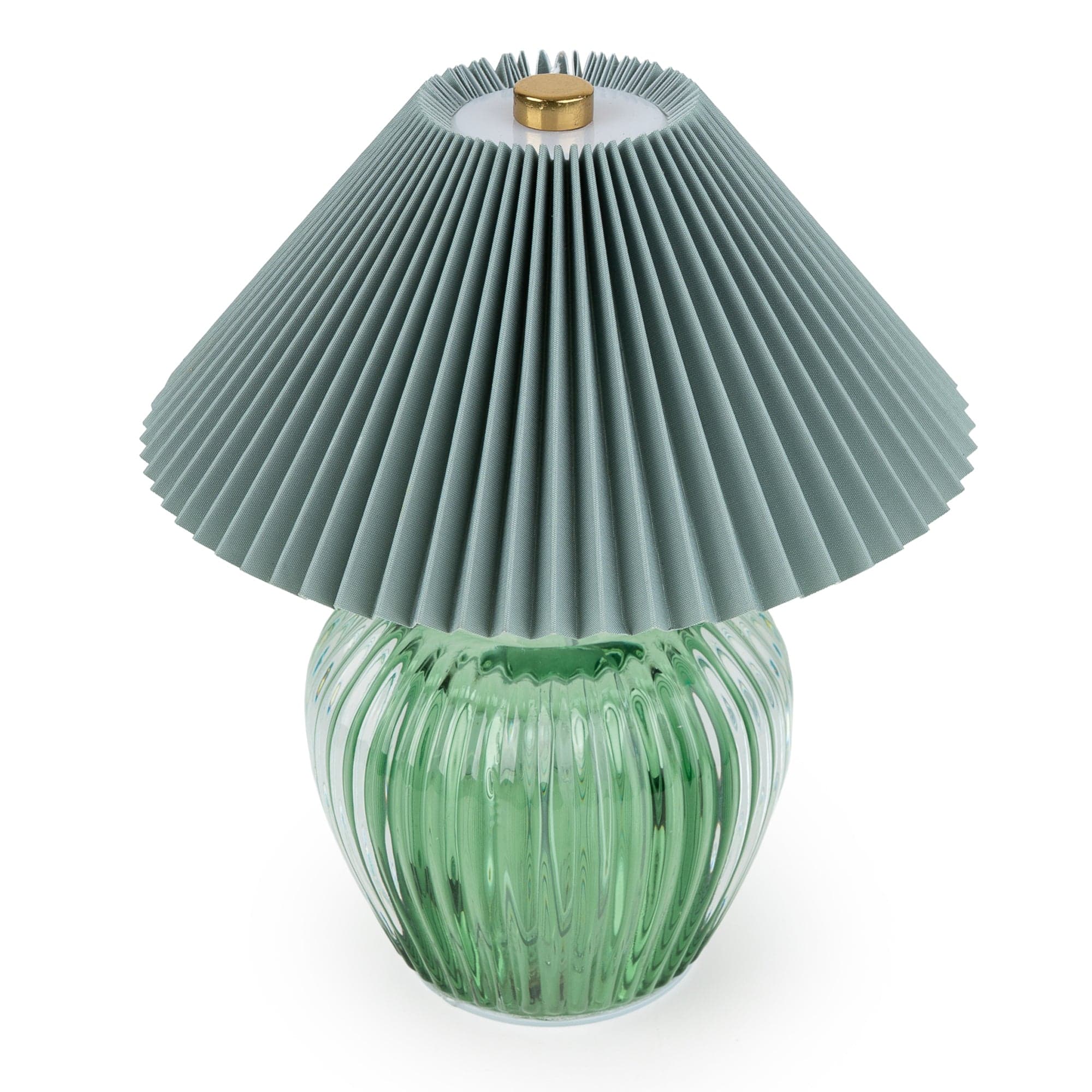 Ridged Glass LED Table Lamp with Pleated Shade