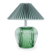 Ridged Glass LED Table Lamp with Pleated Shade