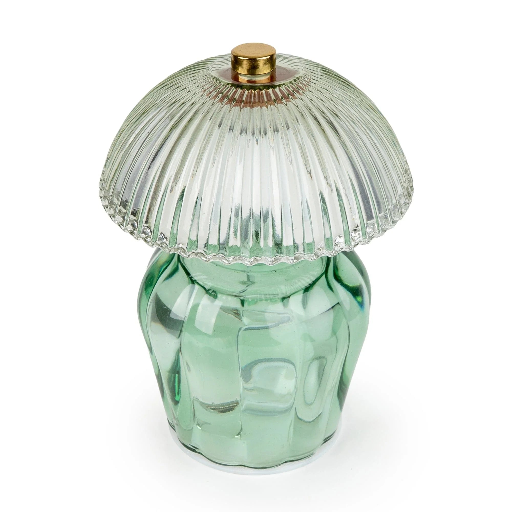 Vintage Ridged Glass LED Table Lamp Green