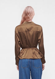 Aria V-neck Waisted Blouse Gold