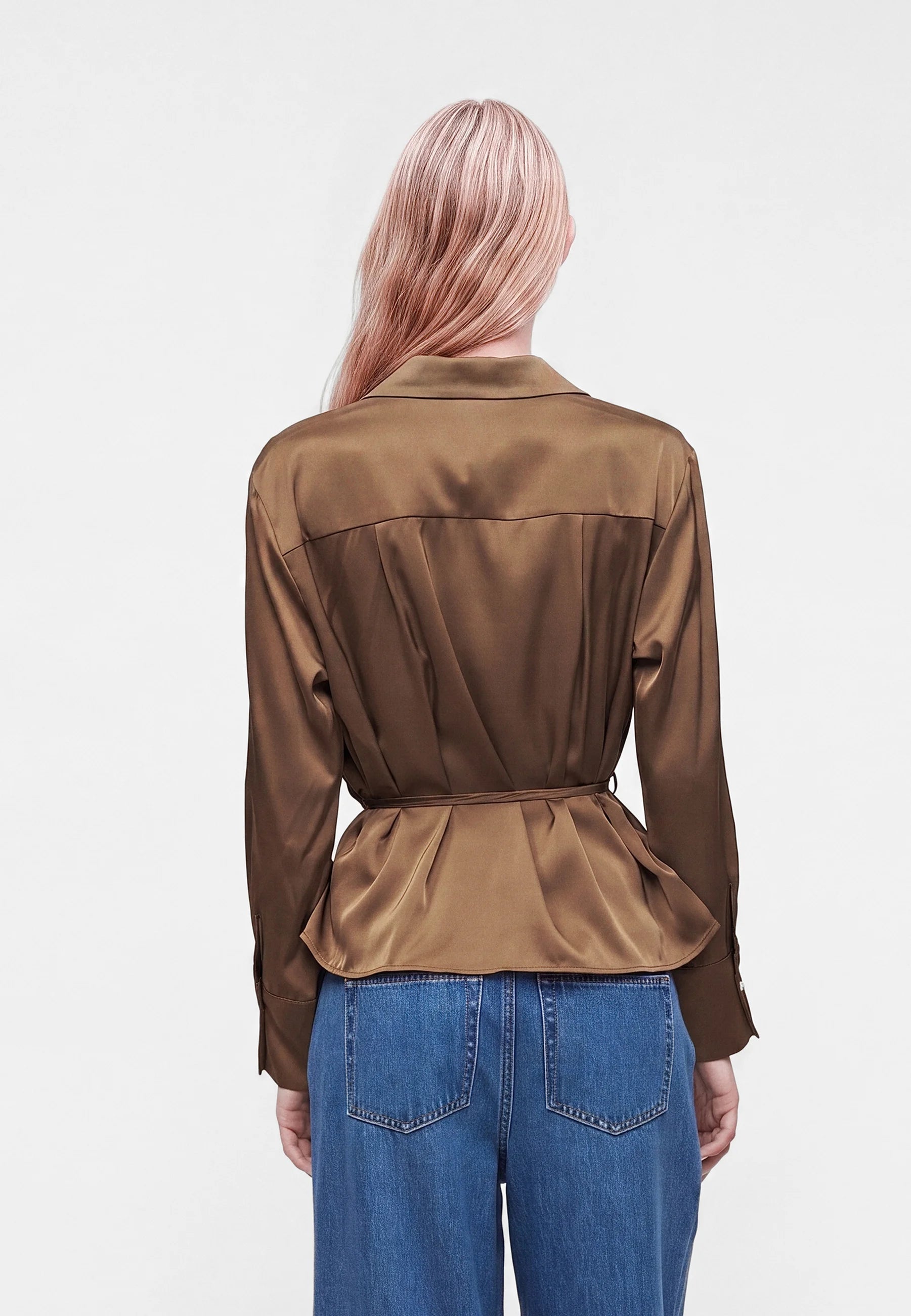 Aria V-neck Waisted Blouse Gold