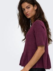 Brilliant Peplum Short Sleeve Knit