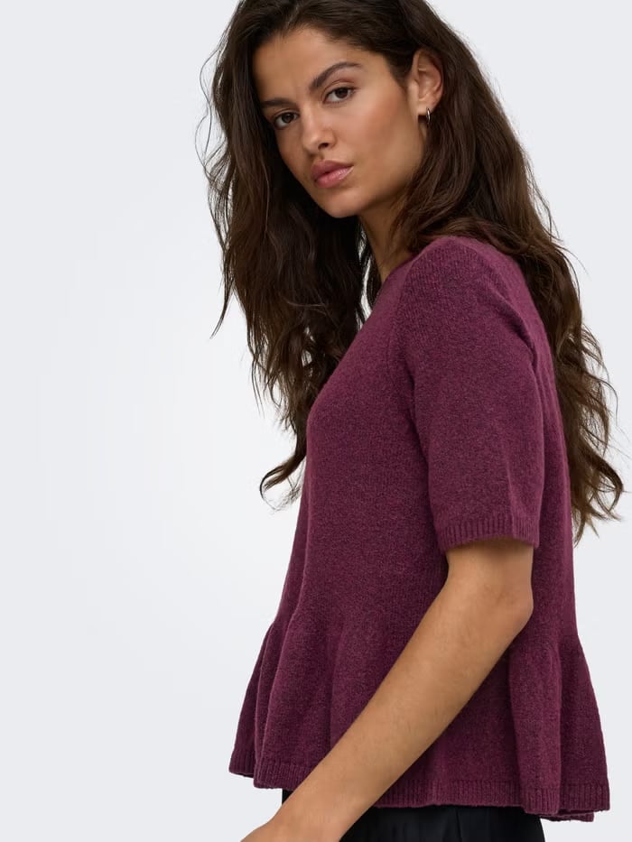 Brilliant Peplum Short Sleeve Knit