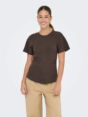 Marie Ruching T-Shirt Top Brown