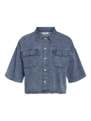 Enza Soft Denim Oversized Short Sleeve Shirt
