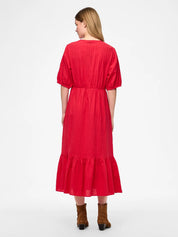 Sanon Red V-neck Midi Dress