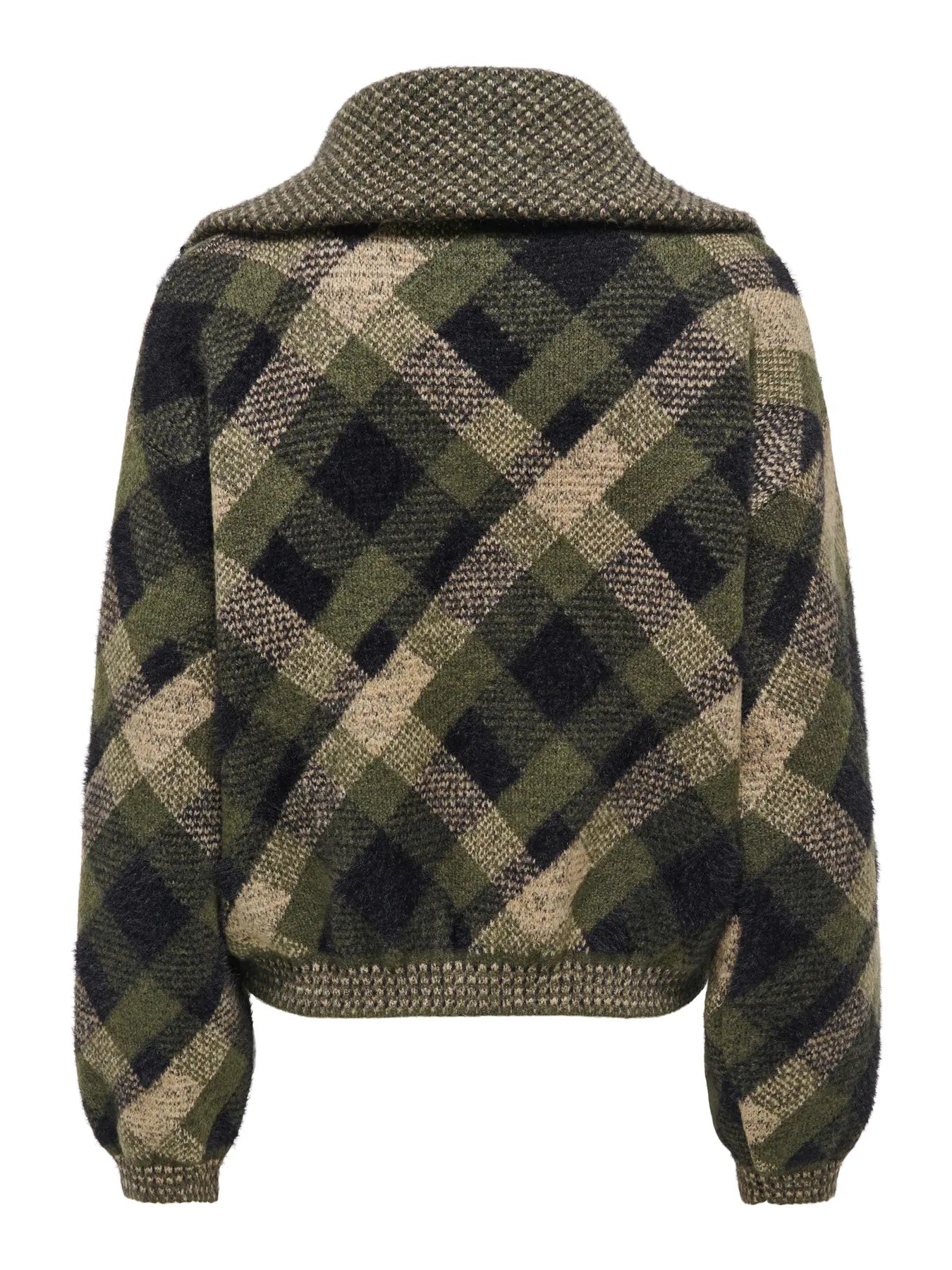 Maroon Oversized Collar Zip Cardigan Green