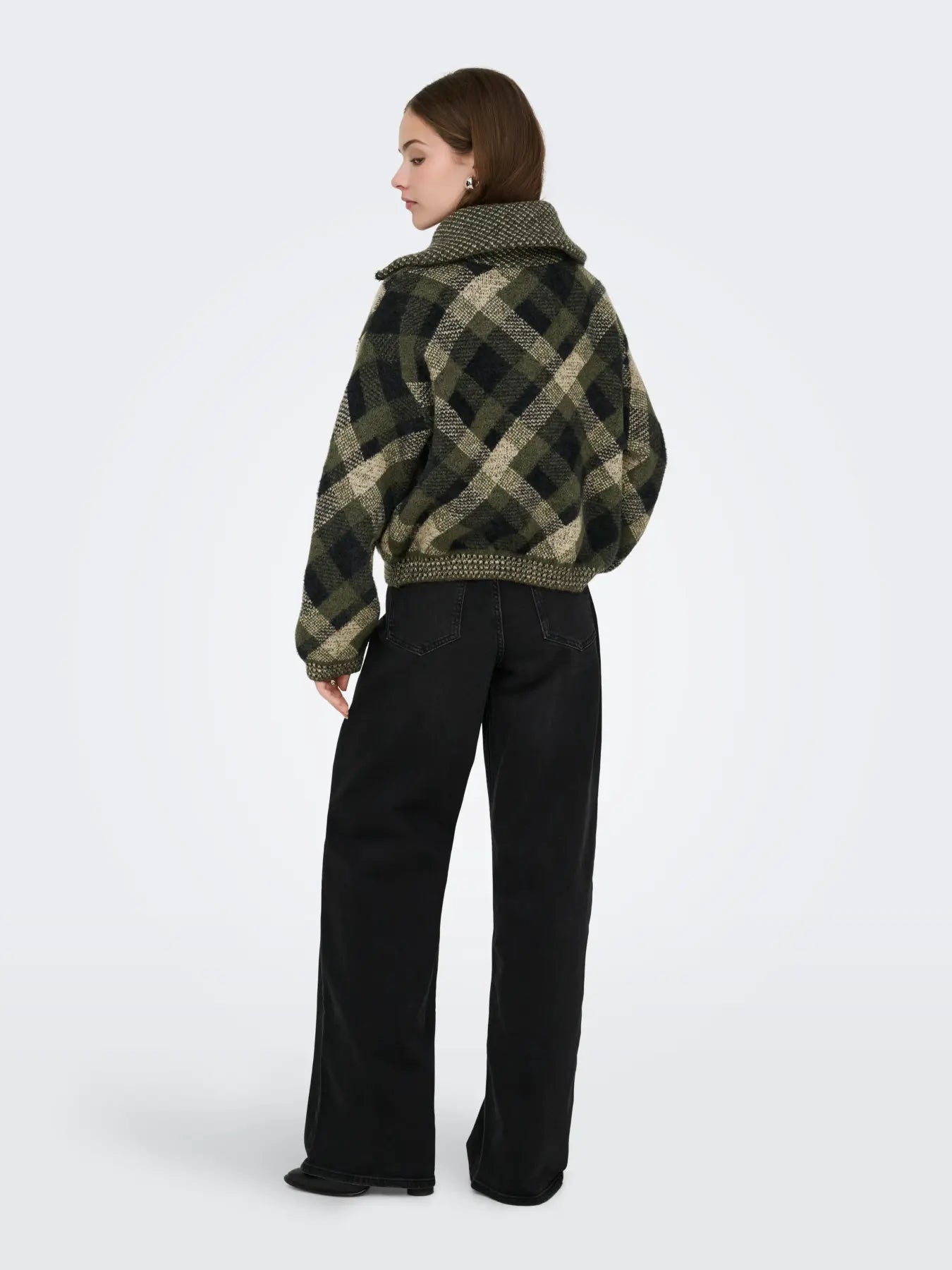 Maroon Oversized Collar Zip Cardigan Green
