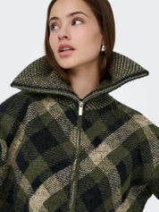 Maroon Oversized Collar Zip Cardigan Green