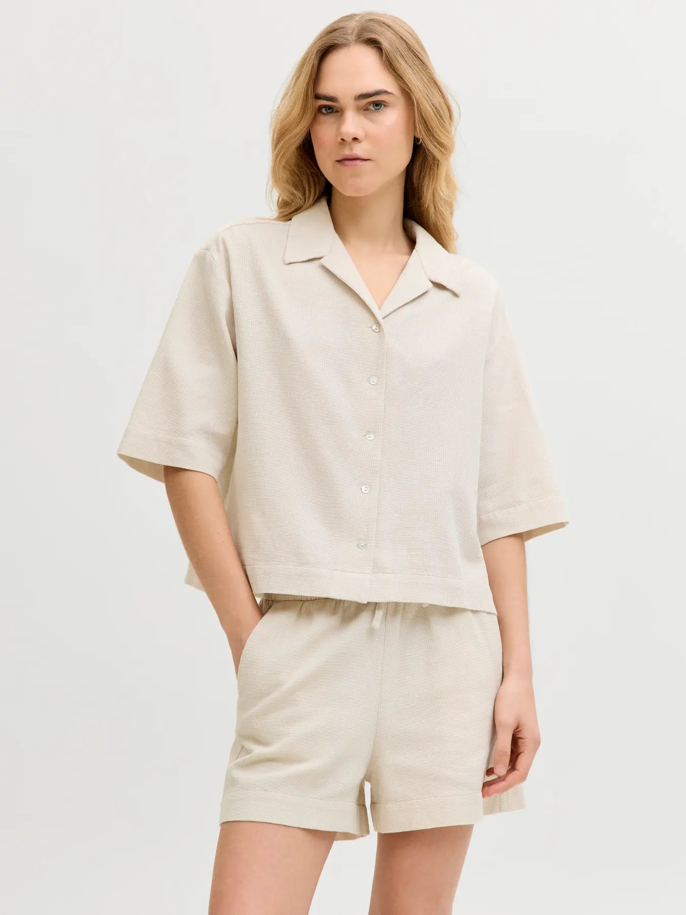 Global Waffle Resort Shirt Cream