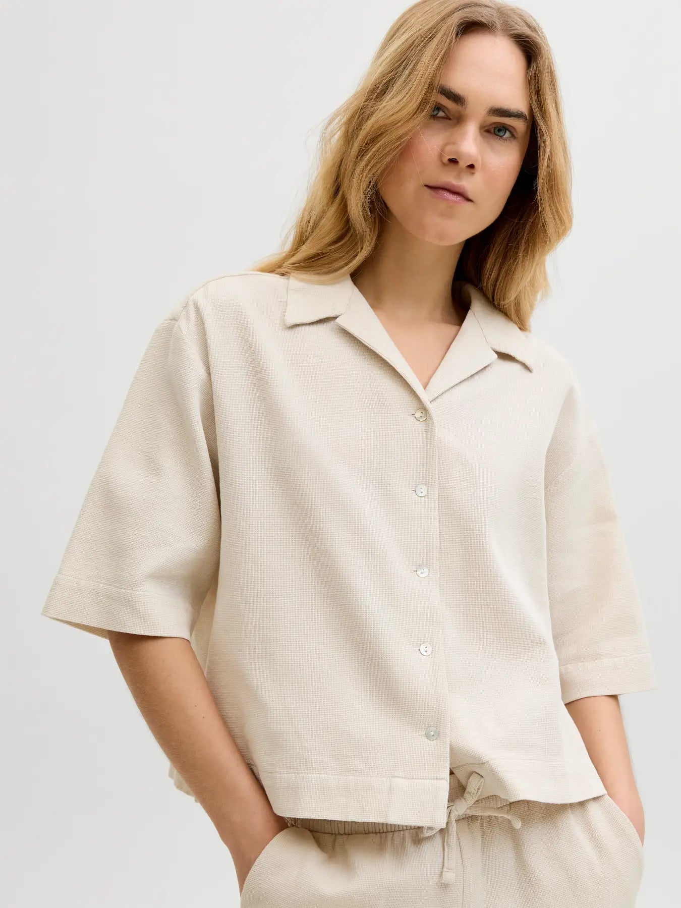 Global Waffle Resort Shirt Cream