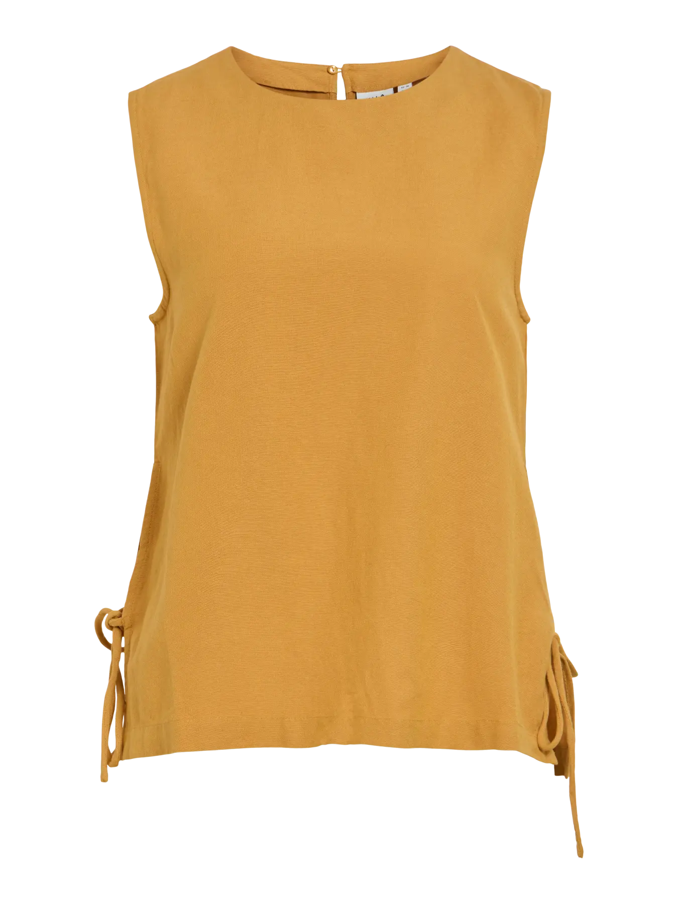 Prisilla O-Neck Tie Side Top Mustard