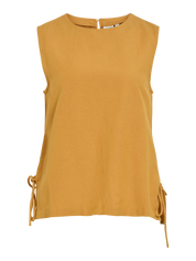 Prisilla O-Neck Tie Side Top Mustard