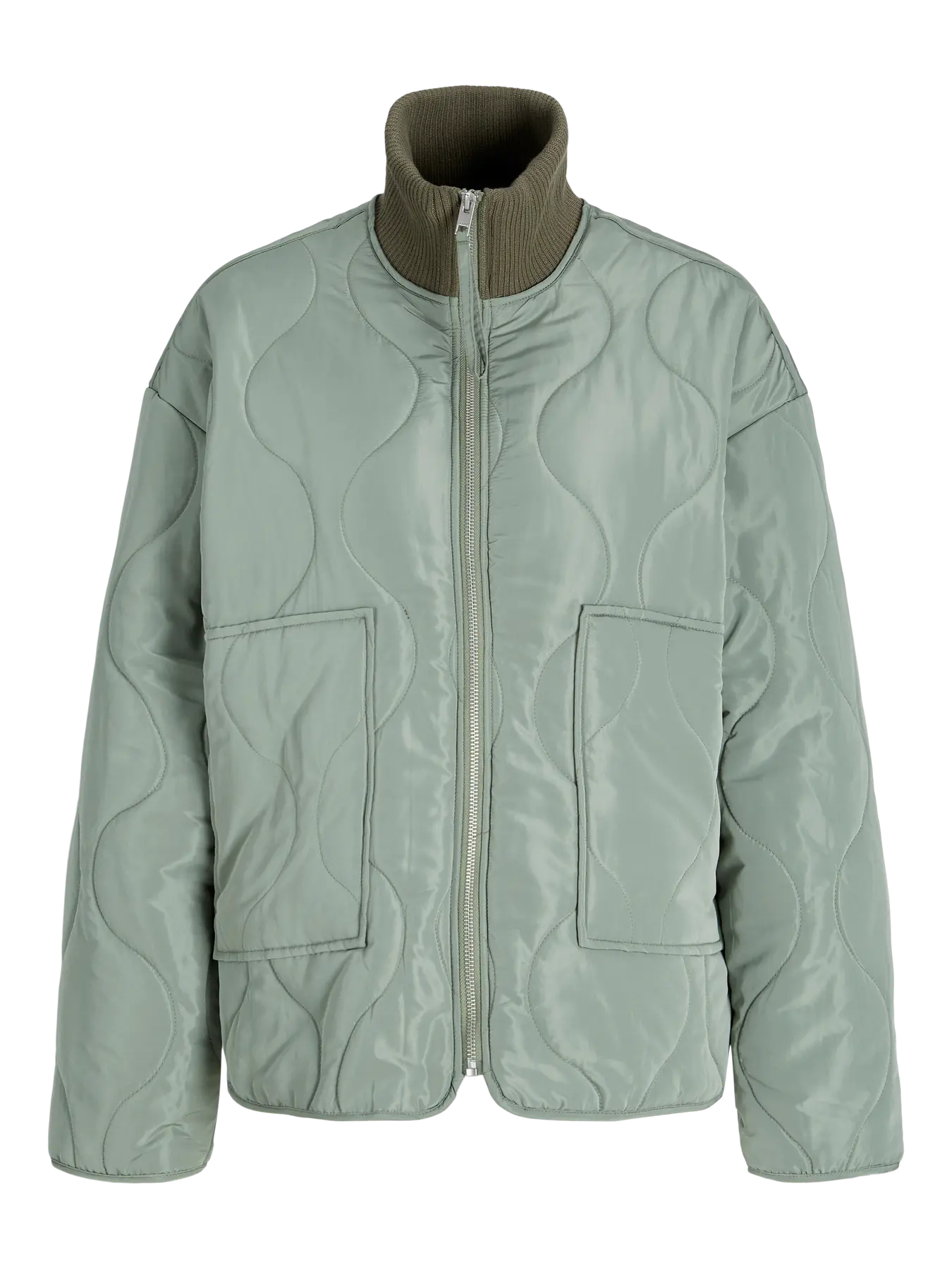 Serena Green Mid Quilted Zip Jacket