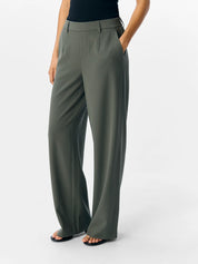 Lisa Khaki Wide Leg Trousers