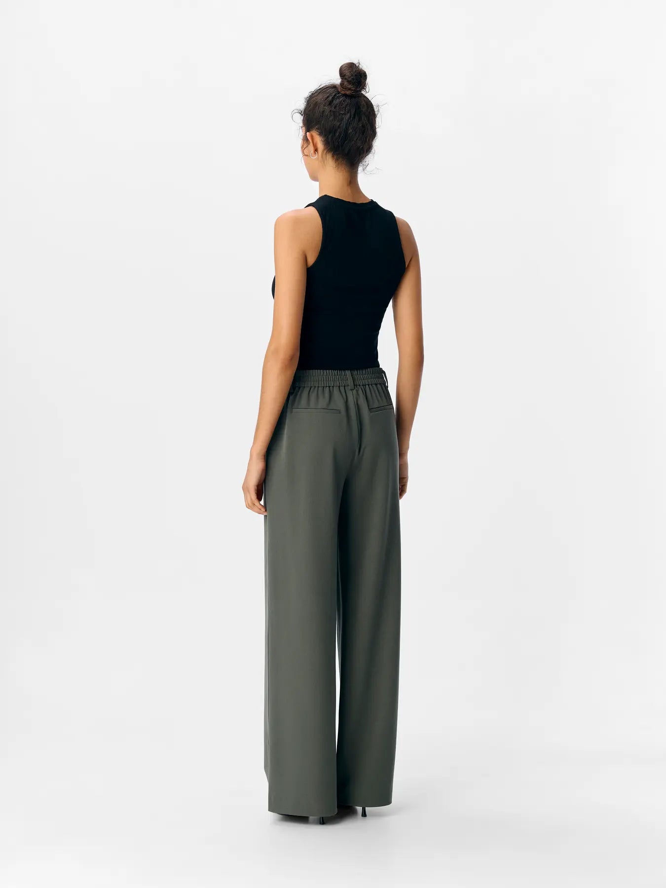 Lisa Khaki Wide Leg Trousers