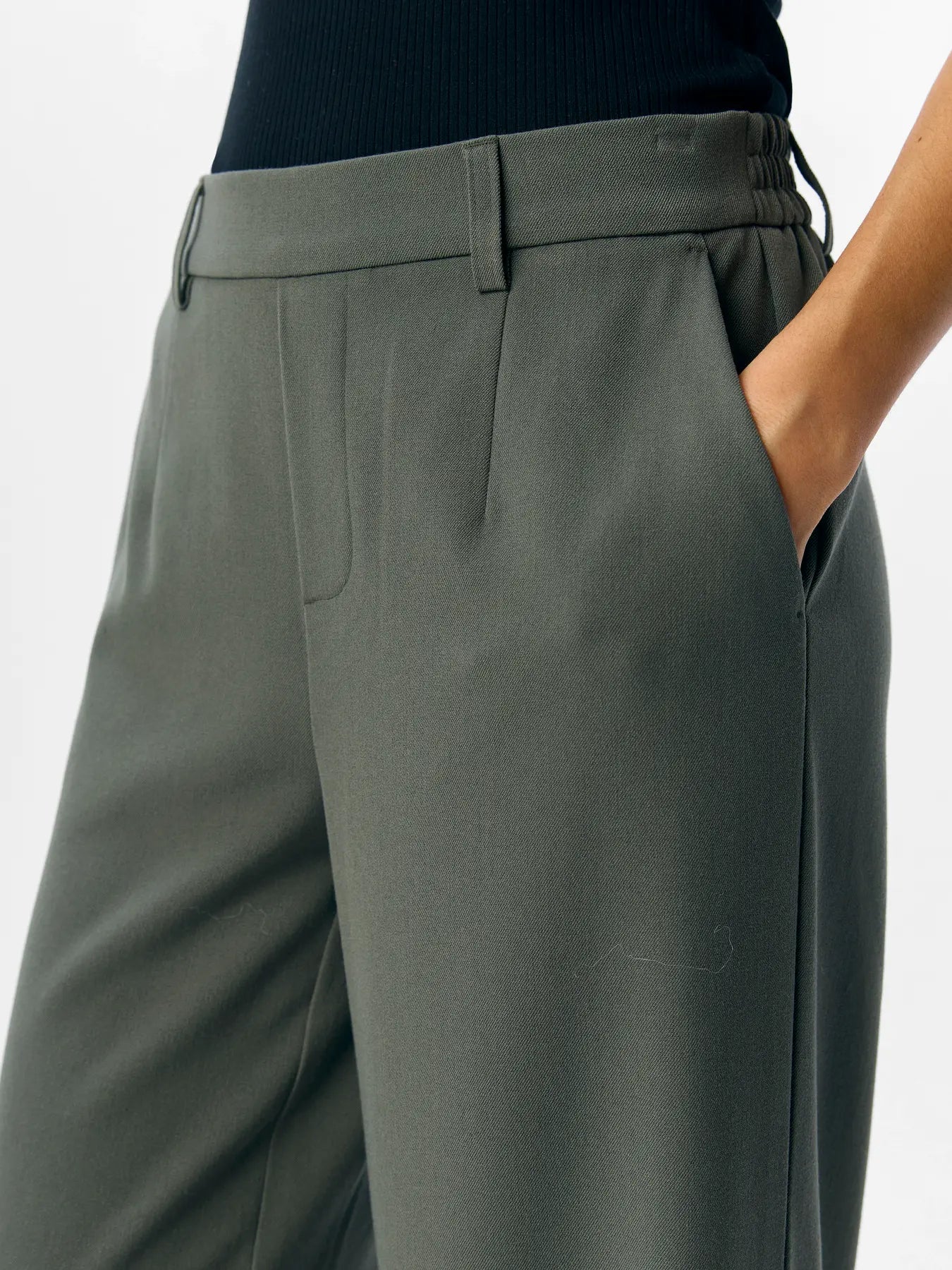 Lisa Khaki Wide Leg Trousers