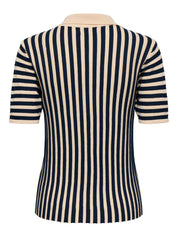 Nola Striped Collar Knit Top