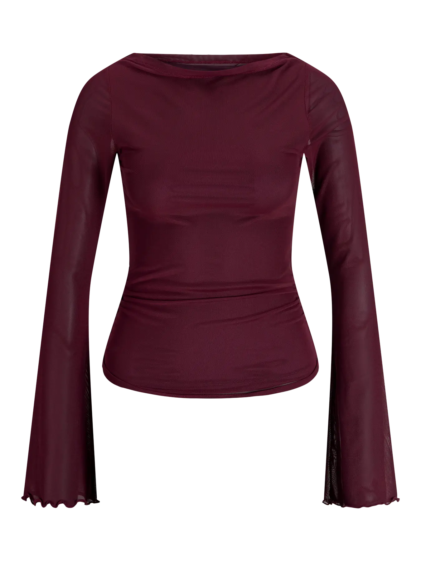 Minna Wine Mesh Long Sleeve Top