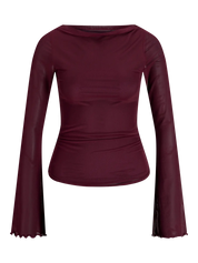 Minna Wine Mesh Long Sleeve Top