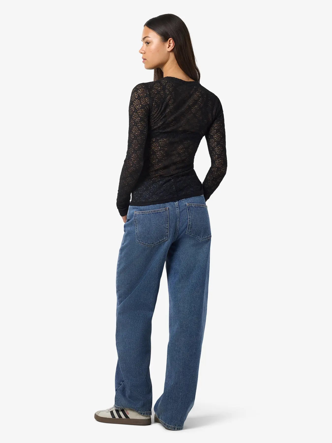 Judith Black Long Sleeve Lace Mesh Top