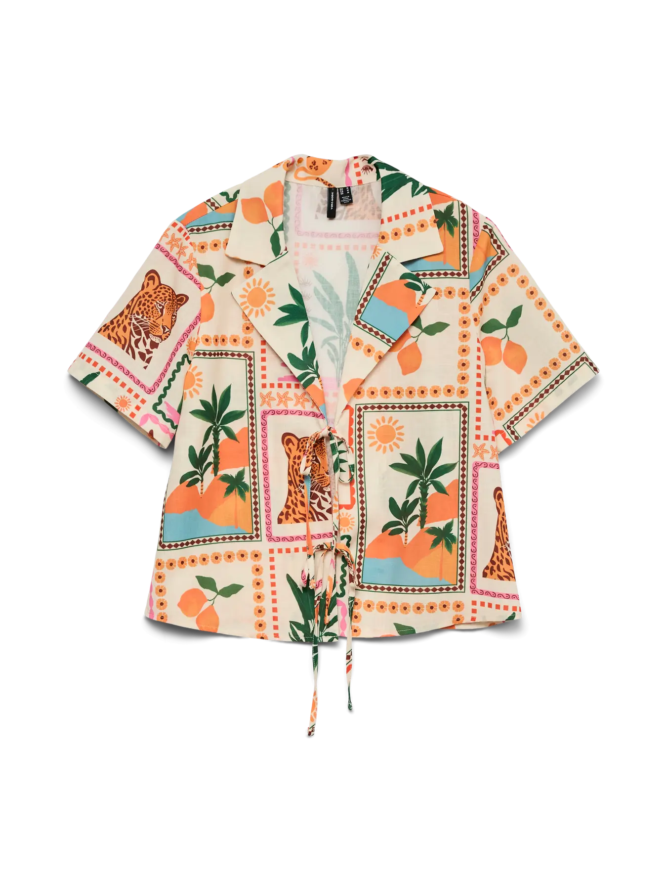 Birdie Printed Tie Front Resort Shirt