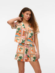 Birdie Printed Tie Front Resort Shirt