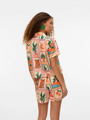 Birdie Printed Tie Front Resort Shirt