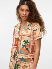 Birdie Printed Tie Front Resort Shirt