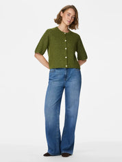 Silly Olive Green O-neck Knit Cardigan