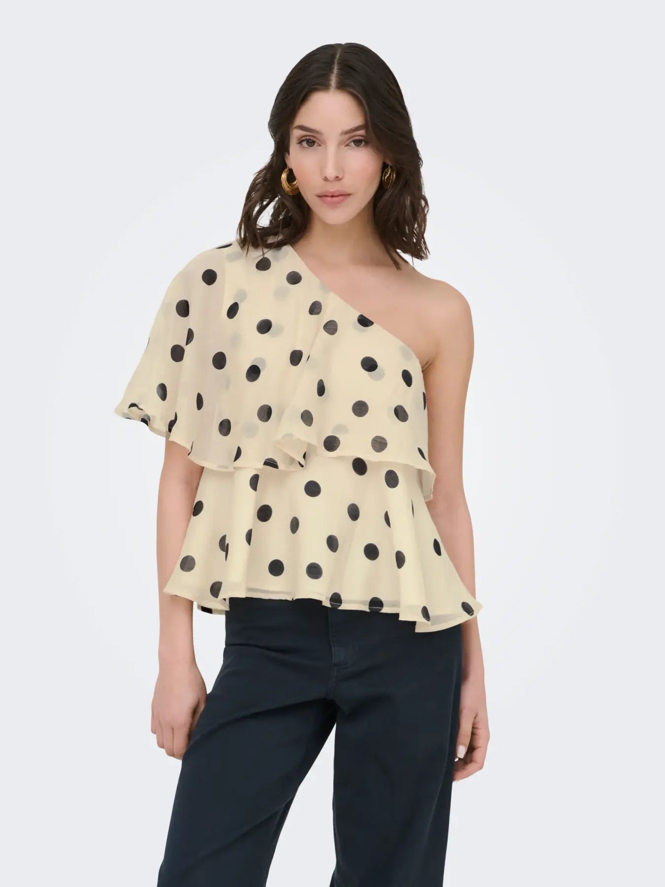 Fay Polka Dot One-shoulder Top