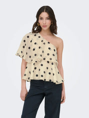 Fay Polka Dot One-shoulder Top