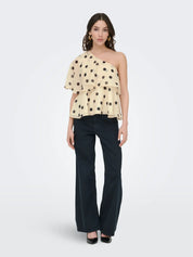 Fay Polka Dot One-shoulder Top