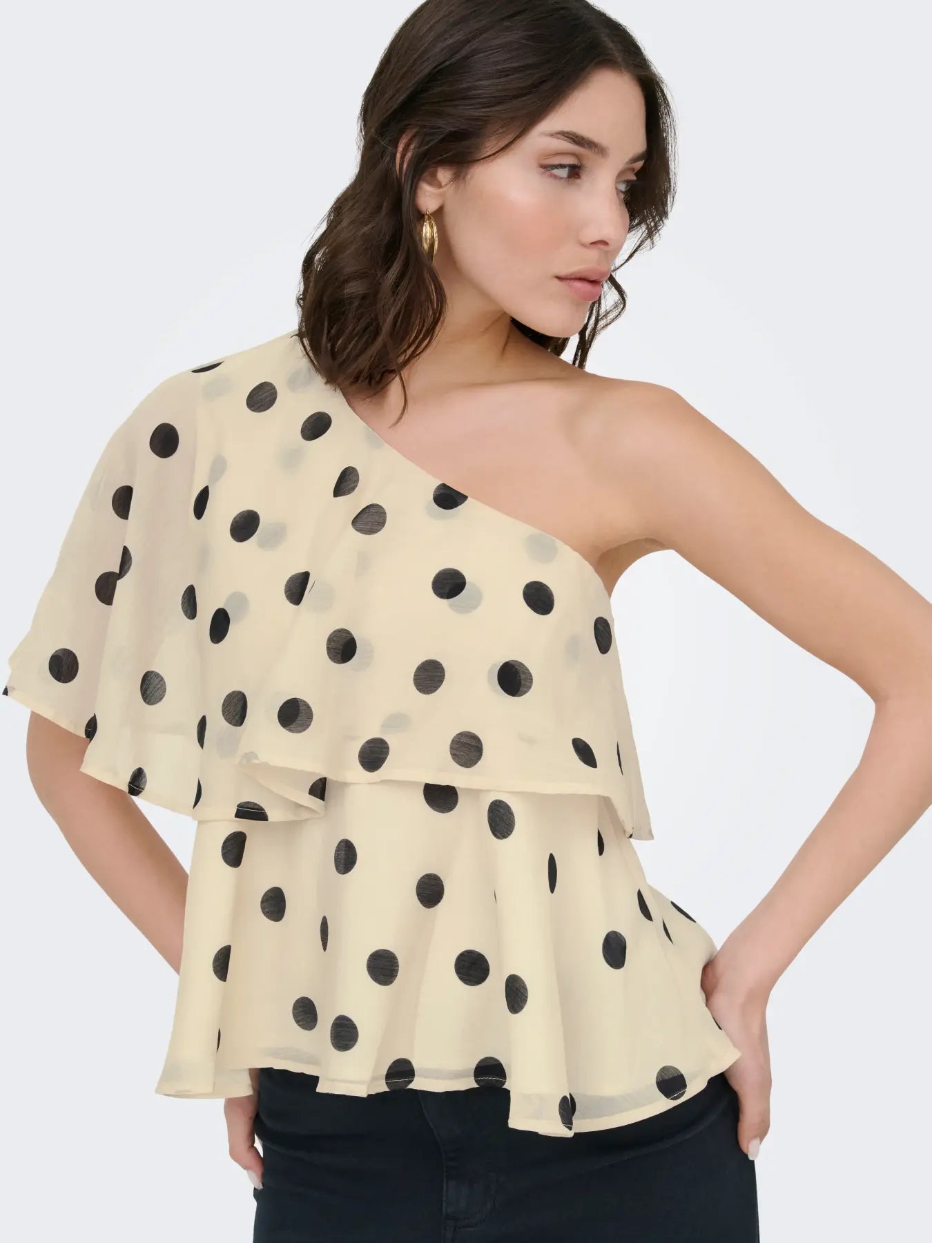 Fay Polka Dot One-shoulder Top