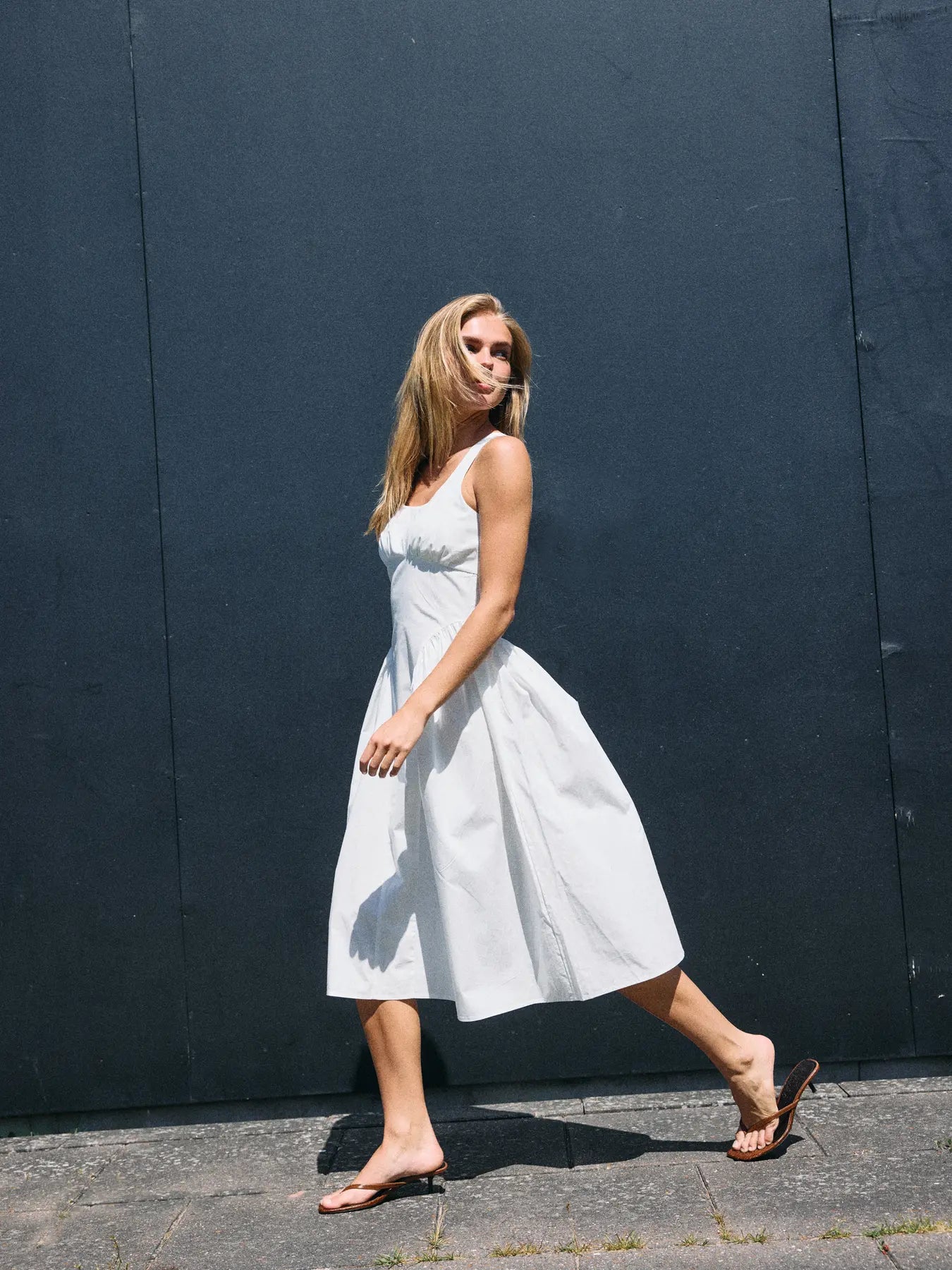 Asta Strap Midi Dress White