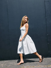Asta Strap Midi Dress White