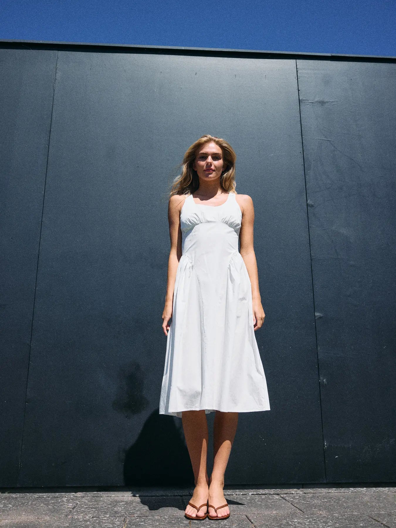 Asta Strap Midi Dress White
