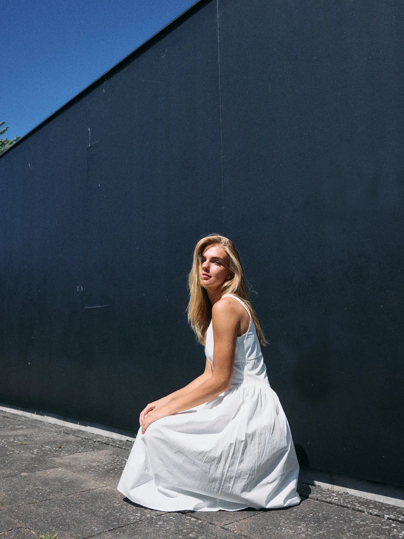 Asta Strap Midi Dress White