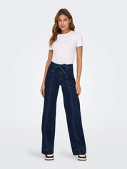 Madison Wide-Leg Belt Jeans