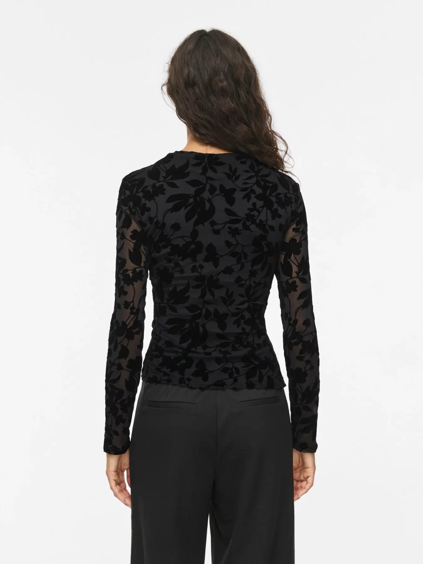 Rikke Funnel Neck Jacquard Mesh Top