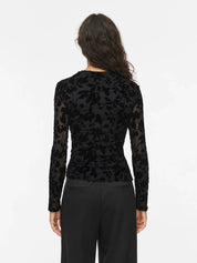 Rikke Funnel Neck Jacquard Mesh Top