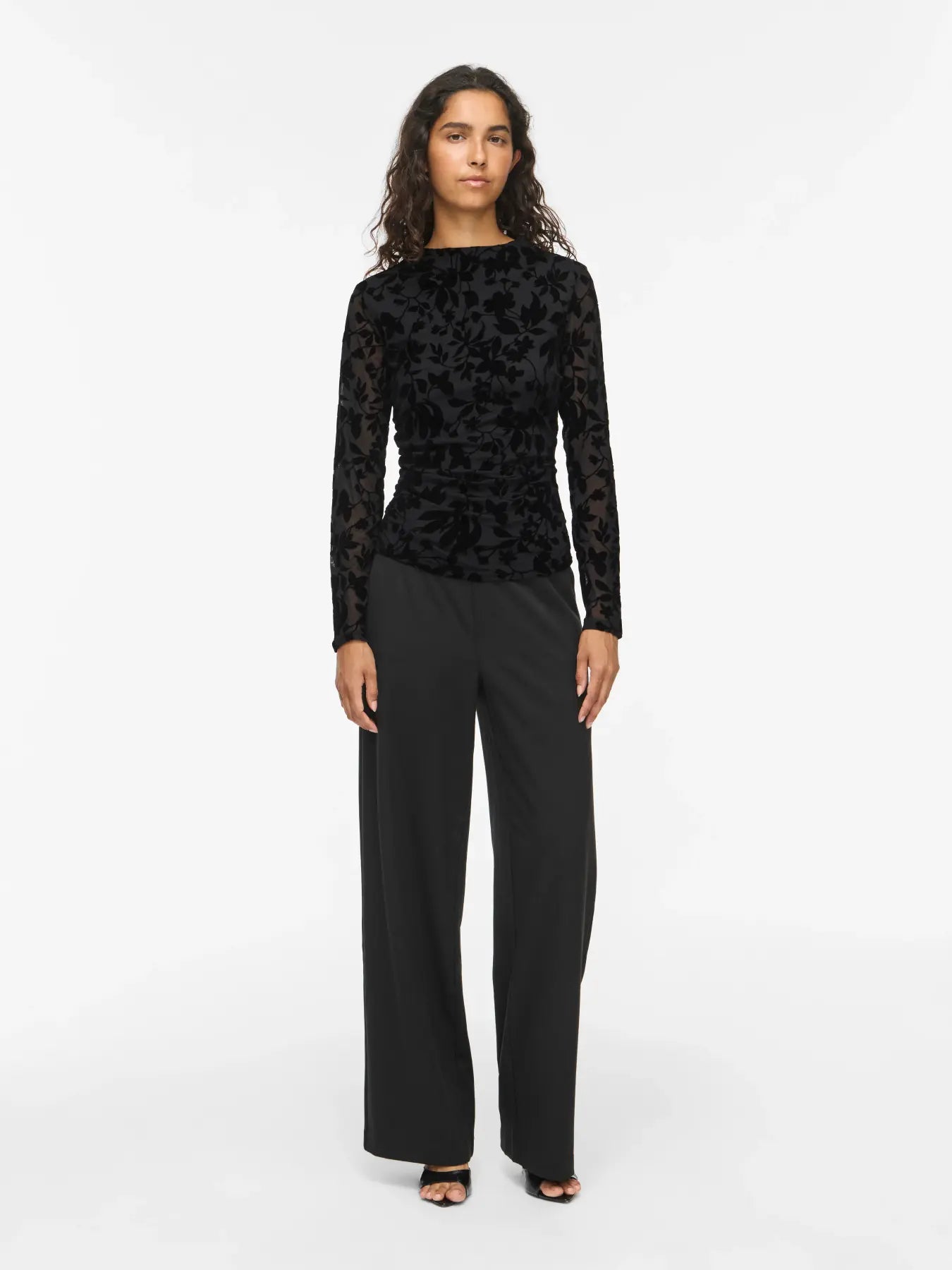 Rikke Funnel Neck Jacquard Mesh Top
