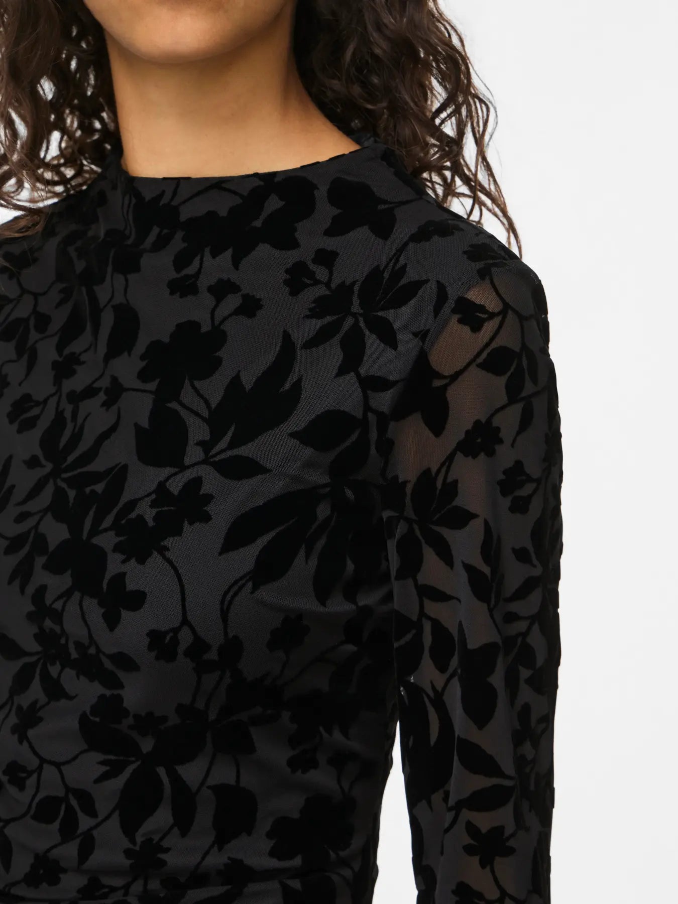 Rikke Funnel Neck Jacquard Mesh Top