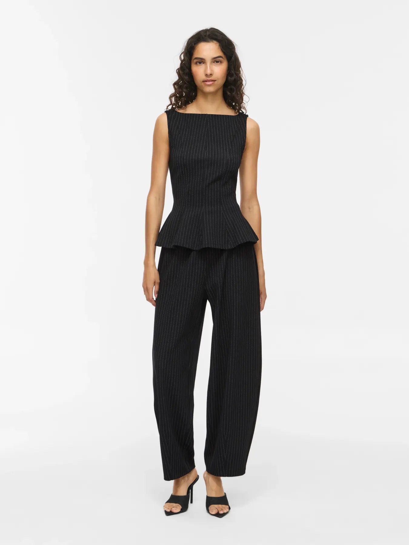 Mastriba Pinestripe Peplum Top