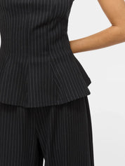 Mastriba Pinestripe Peplum Top