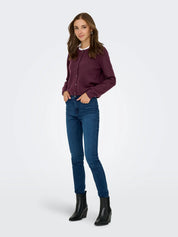 Chloe Button up Cardigan Wine