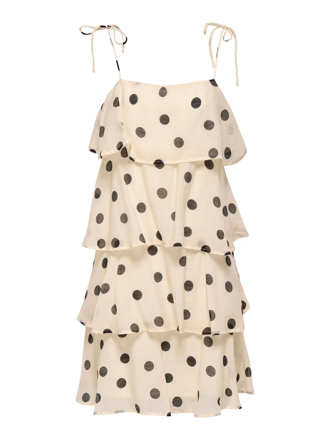 Fay Polka Dot Frill Mini Dress Cream