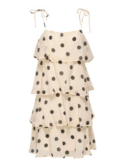 Fay Polka Dot Frill Mini Dress Cream