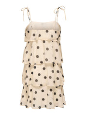 Fay Polka Dot Frill Mini Dress Cream
